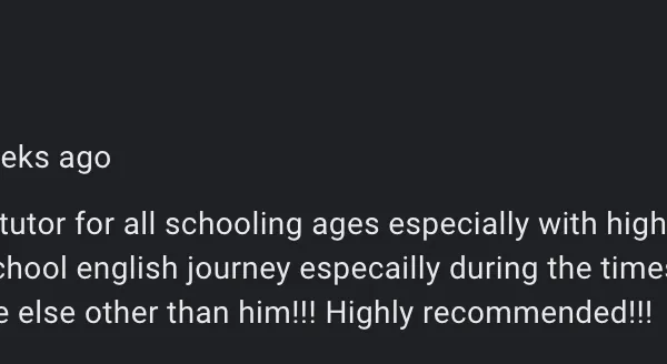 Google Review Private Tutor